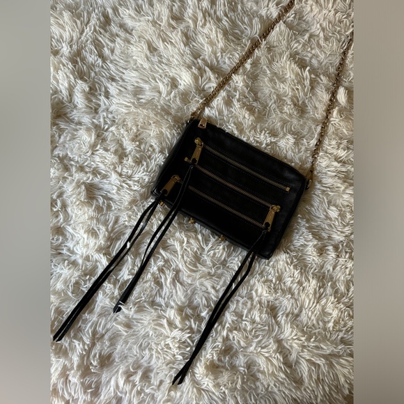 Rebecca Minkoff Crossbody Black Leather Bag with Gold Tone Hardware - Picture 8 of 14